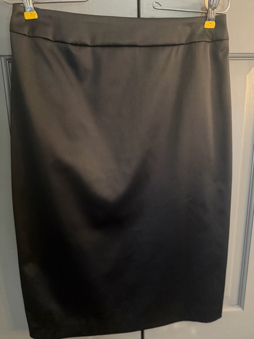 JS Collections Satin Black Pencil Skirt - Size 6